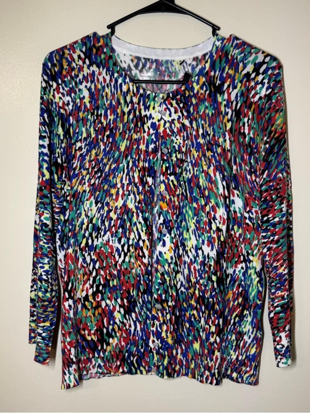 Cable & Gauge Multicolor Abstract Lightweight Button Up Cardigan